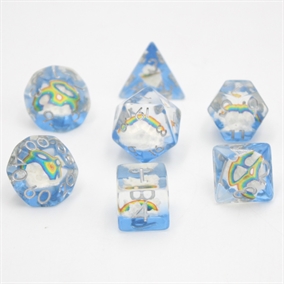 Clear Blue Rainbow Cloud - Resin Dice set - Epic Dwarf Dice